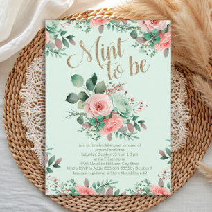 Bruidsfeest Mint to Be Roze Rozen Groene Tinten Kaart