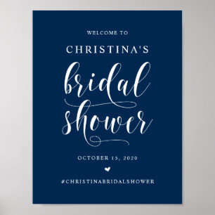 Bruidsfeest, modern Navy Blue-huwelijkslettertype Poster