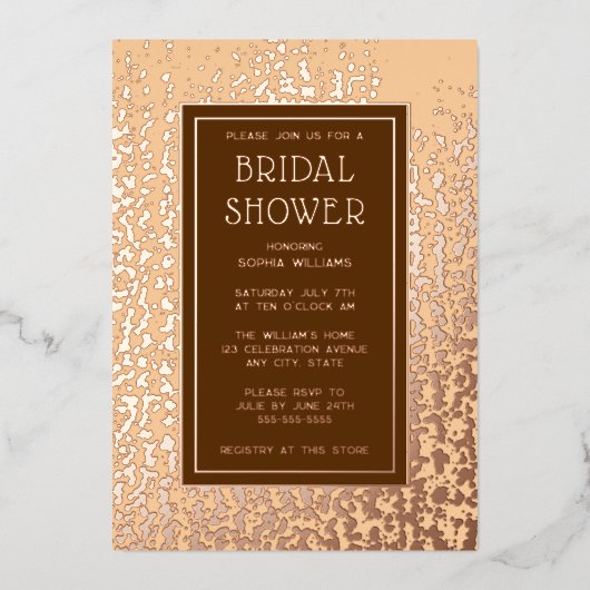 Bruidsfeest Nodig Kaart Glam Roos Gold Sjabloon ui (Voorkant)