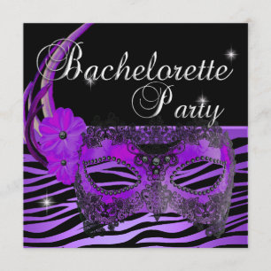 Bruidsfeest Paarse Masker Zwart Kaart
