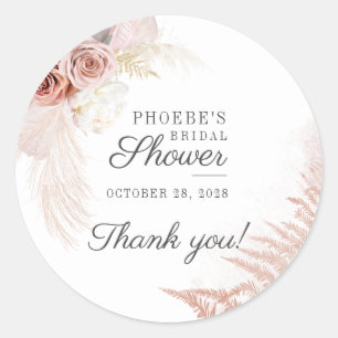 Bruidsfeest Pampasgras Taupe Terracotta Ronde Sticker