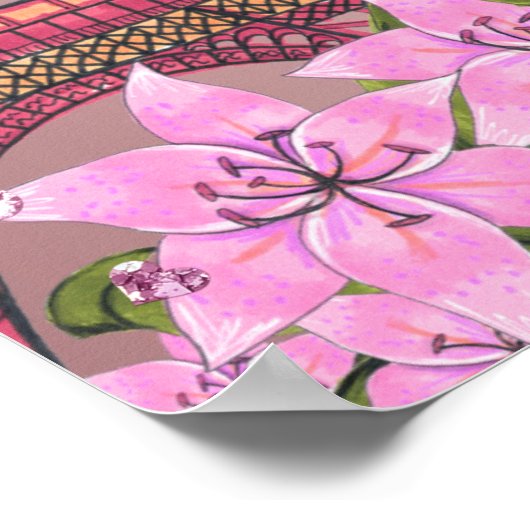 Bruidsfeest Paris roze Eiffeltoren welkom Poster (Hoek)