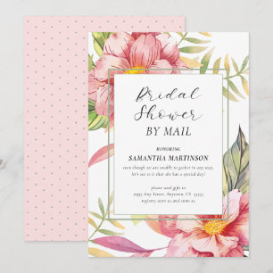 Bruidsfeest per post Roze bloemige waterverf Kaart