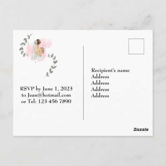 Bruidsfeest, romantisch bruidsthema  briefkaart (Achterkant)