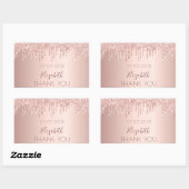 Bruidsfeest roze gouden druppels dank je rechthoekige sticker (Vel)