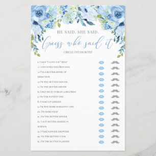 Bruidsfeest spel blauwe bloemen