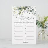 Bruidsfeest spel groen waar waren we briefpapier (Staand voorkant)