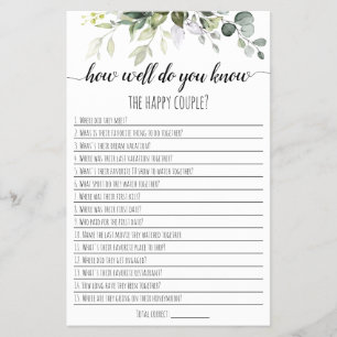 Bruidsfeest spel Hoe goed ken je het koppel Flyer