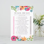 Bruidsfeest spel 'Wilde bloemen Hij zei, zij zei' (Staand voorkant)