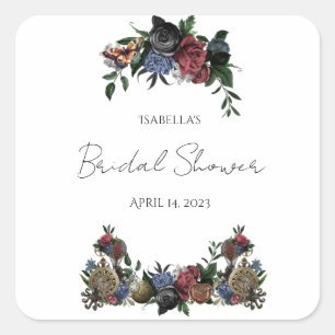 Bruidsfeest Stoom Punk Bloemendranklabel Vierkante Sticker