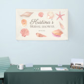 Bruidsfeest Strandfeest Roze Schelpen Spandoek (Beurs)