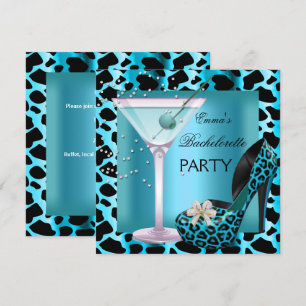 Bruidsfeest Teal Blauwe Luipaard Schoenen Zwart Kaart