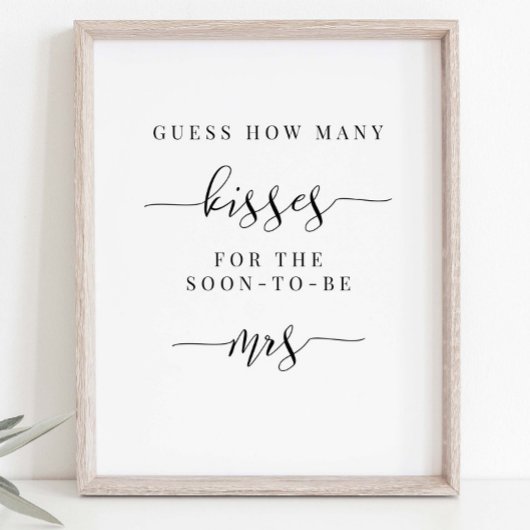 Bruidsfeest Teken - Raad Hoeveel Kusjes Poster