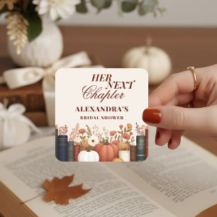 Bruidsfeest Thema Boek Herfst 'Haar Volgende Hoofd Vierkante Sticker