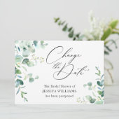 Bruidsfeest uitgesteld Wijzigingsdatum Eucalyptus Kaart (Staand voorkant)