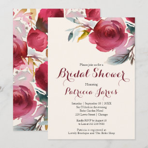 Bruidsfeest uitnodiging Marsala Chic Boho Bloemen