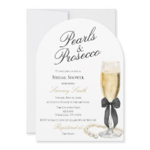 Bruidsfeest Uitnodiging met Parels en Prosecco