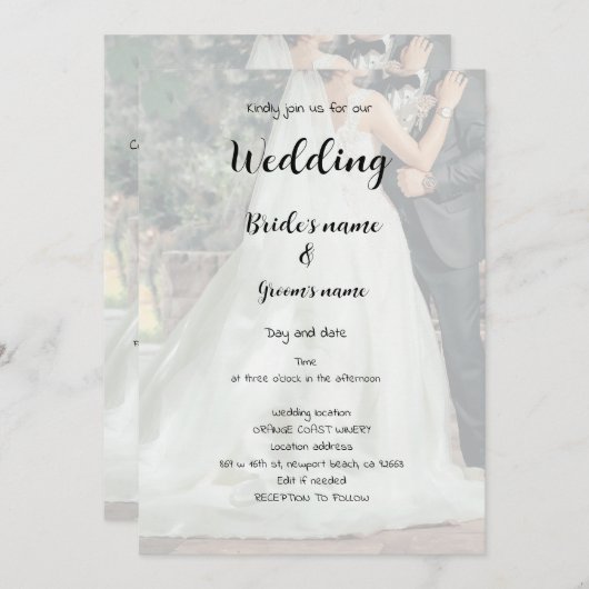 Bruidsfeest viering kaart (Voorkant / Achterkant)