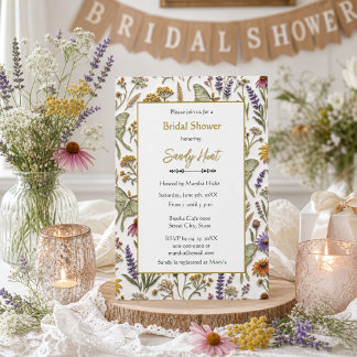 Bruidsfeest Wildflowers Luna Moth Botanisch Kaart