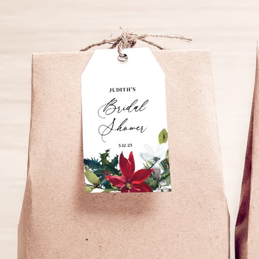 Bruidsfeest 'Winter Poinsettia' Cadeaulabel
