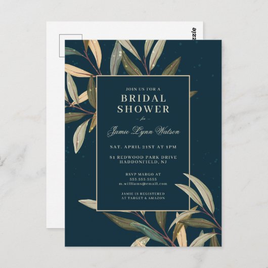 Bruidsfeest | Winterbladeren Briefkaart (Voorkant / Achterkant)