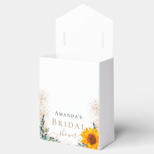 Bruidsfeest zonnebloemen eucalyptus bedankt bedankdoosjes (Geopend)