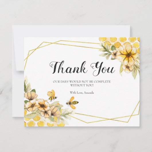 Bruidsfeest Zonnekleurige Gele Bij Bedankkaart (Voorkant)