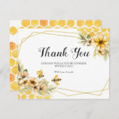 Bruidsfeest Zonnekleurige Gele Bij Bedankkaart (Voorkant / Achterkant)