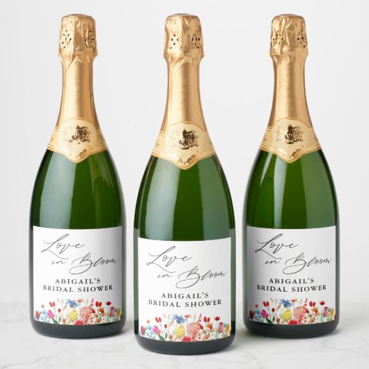 Bruidsfeestcadeau met wilde bloemen sparkling wijnetiket (Flessen)