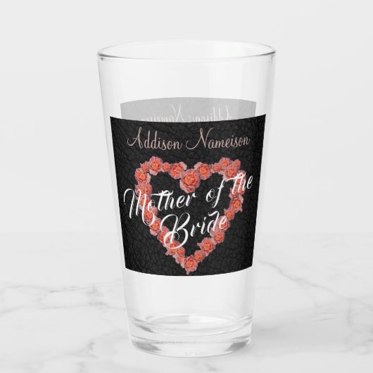 Bruidsfeestgeschenk met bloemmotief en hartvormige glas (Achterkant)