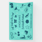 Bruidsfeestje aan het strand Kust Doodle Kunst Spandoek (Verticaal)