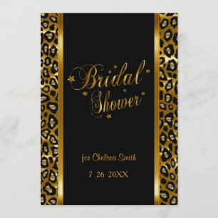 Bruidsfeestje - Luipaardprint met gouden letters Kaart