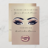 Bruidsfeestje Sweet 16th Kiss Lip Make-up Rose Gou Kaart (Voorkant / Achterkant)