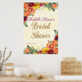 Bruidsfeestposter met bloemmotief herfst poster (Keuken)