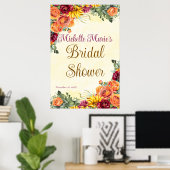 Bruidsfeestposter met bloemmotief herfst poster (Thuiskantoor)