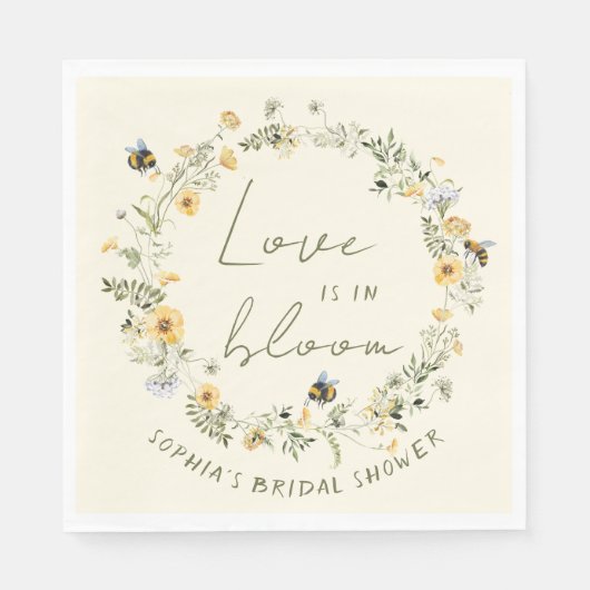 Bruidsfeestservetten voor Wilde Bloem Bijen Servet (Voorkant)