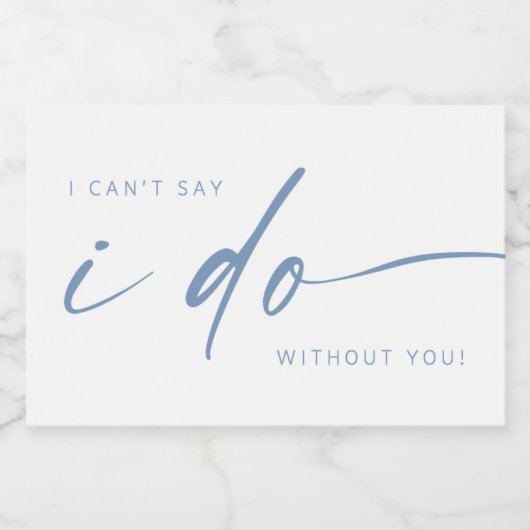 bruidsfeestvoorstel | Dusty Blue + White Mini Sparkling Wijnetiket (Enkel label)