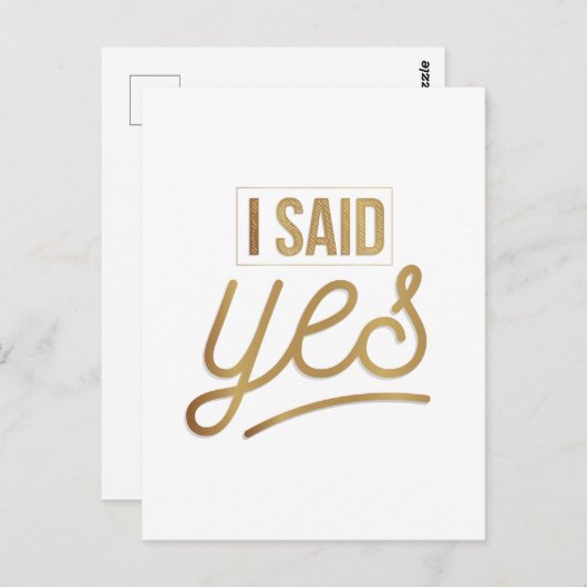 Bruidsgeschenk - Ik Heb Ja Gezegd Goud Folie (nama Briefkaart (Voorkant / Achterkant)