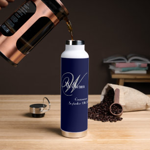 Bruidsjonker Cadeau Elegant Grijs Monogram Wit & M Waterfles