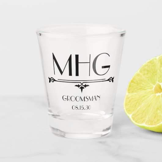 Bruidsjonker Initiaal Shot Glas (Voorkant)
