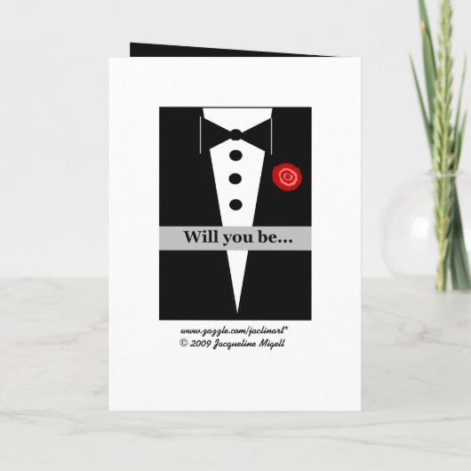 Bruidsjonker kaart met Tux en Roos (Achterkant)