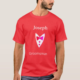 bruidsjonker naam jaar rode vlinder das hemd smoki t-shirt