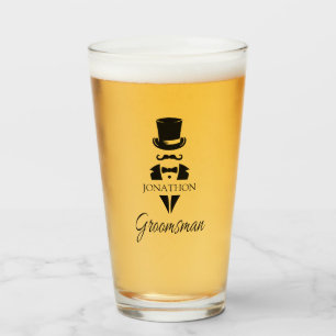 Bruidsjonker Naam Tuxedo Hoed Glas