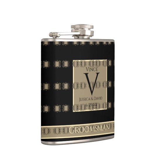 Bruidsjonker Oud Goud & Zwarte Steampunk Trouwdag Heupfles (Rechts)