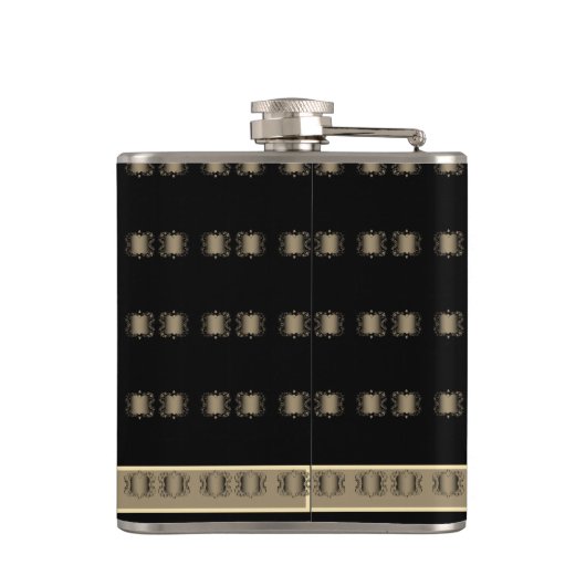 Bruidsjonker Oud Goud & Zwarte Steampunk Trouwdag Heupfles (Achterkant)