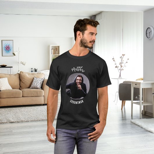 Bruidsjonker zwart-wit foto vrijgezellenfeest t-shirt