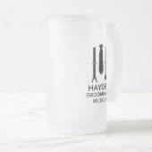 Bruidsjonker zwarte stropdas matglas bierpul (Voorkant rechts)