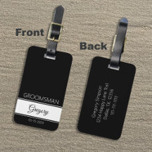 Bruidsjonkers bedank je monogram zwarte bagage lab