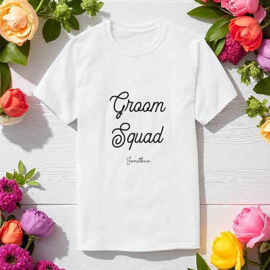 Bruidsjonkers Bruidssquad Zwart Witte Trouw T-shirt