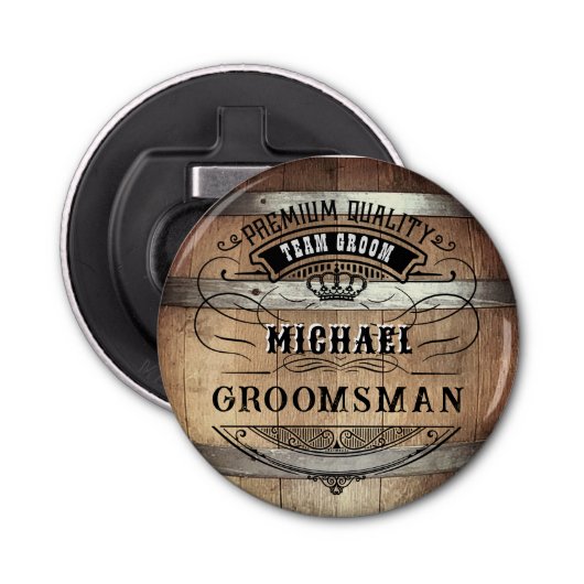 Bruidsjonkers cadeaus button flesopener (Voorkant)